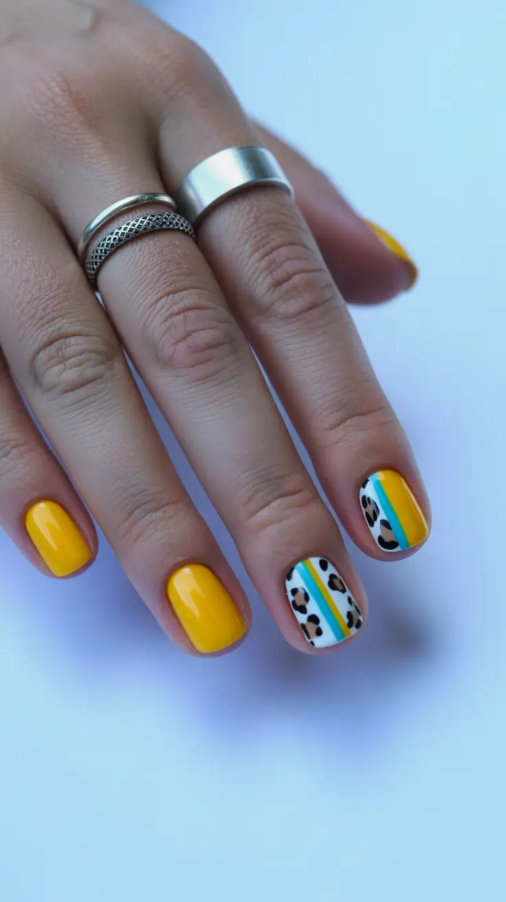 summer nail colors ideas 2026 trendy Sunny Graphic Pop Mix