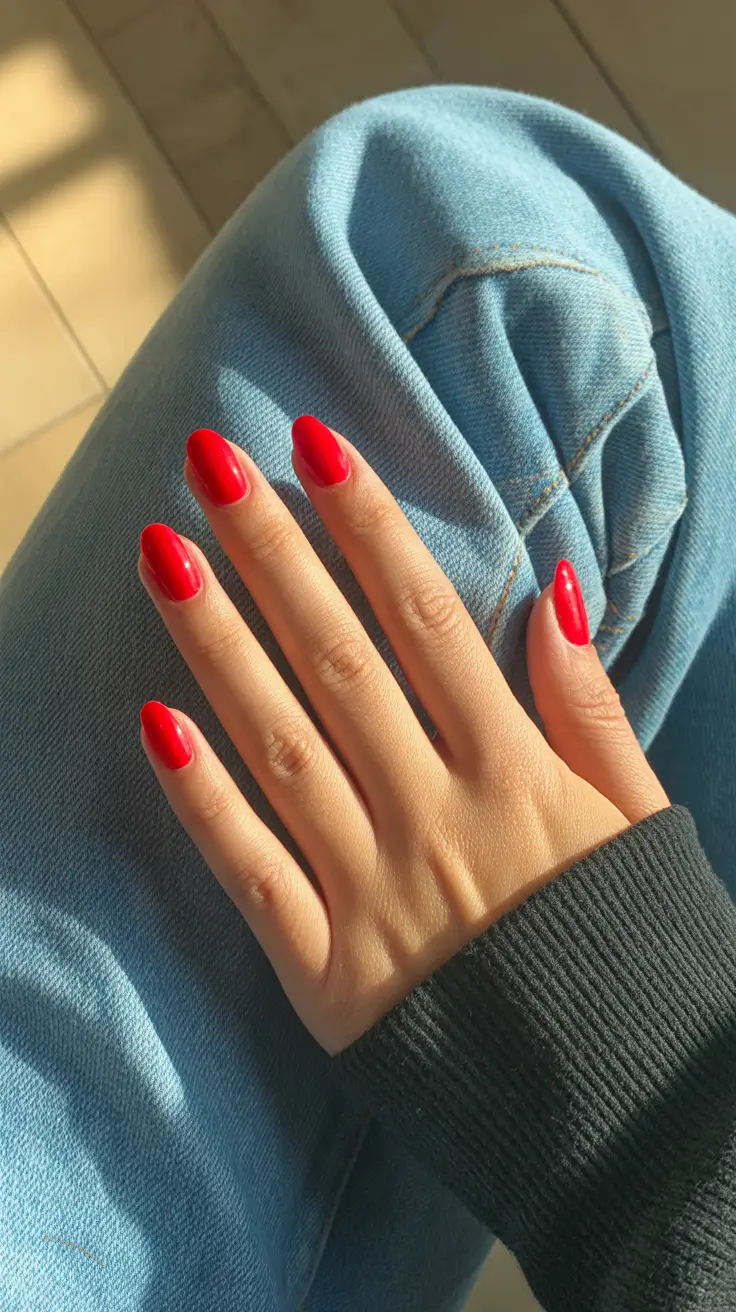 summer nail colors ideas 2026 trendy Classic Glossy Red Revival