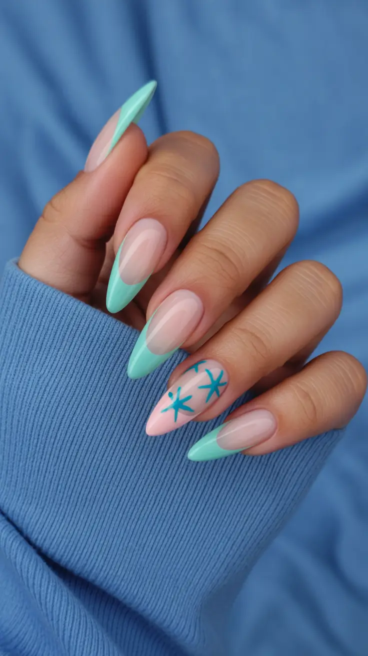 summer nail colors ideas 2026 trendy Mint French Coastal Minimal