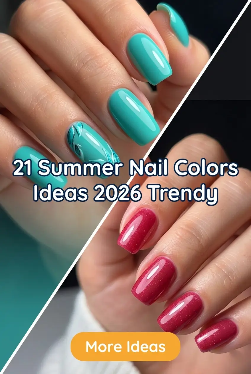 Summer Nail Colors Ideas 2026 Trendy Bright Gel Simple Solid Designs 
