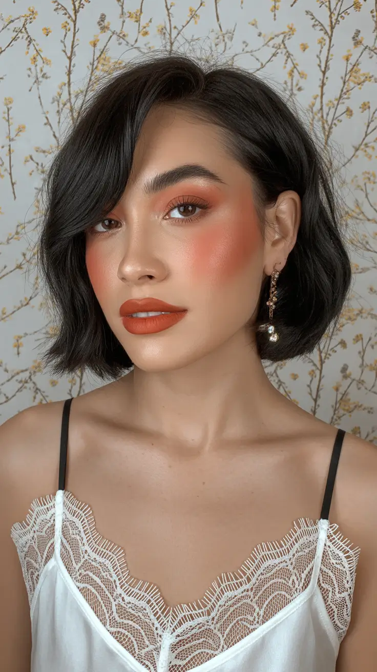 summer haircut ideas short Textured Dark Bob With Side Volume