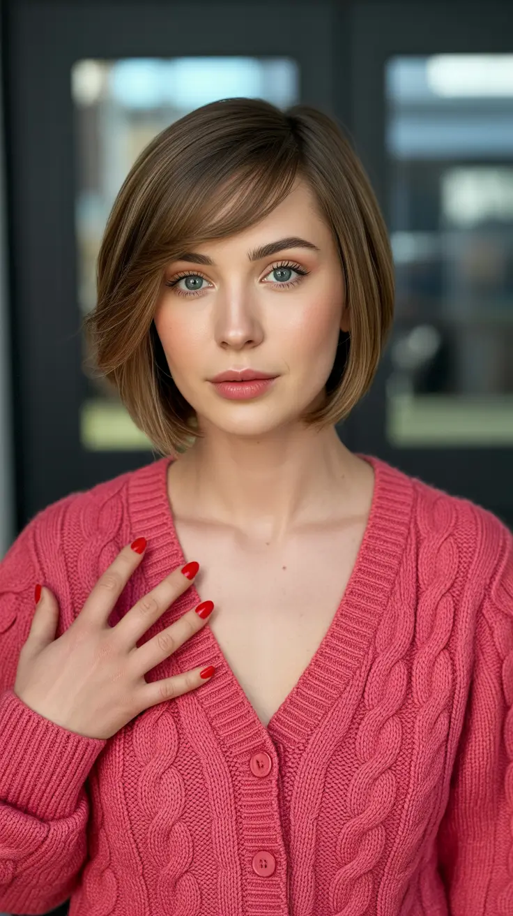 summer haircut ideas short Polished Short Bob With Side-Swept Layers