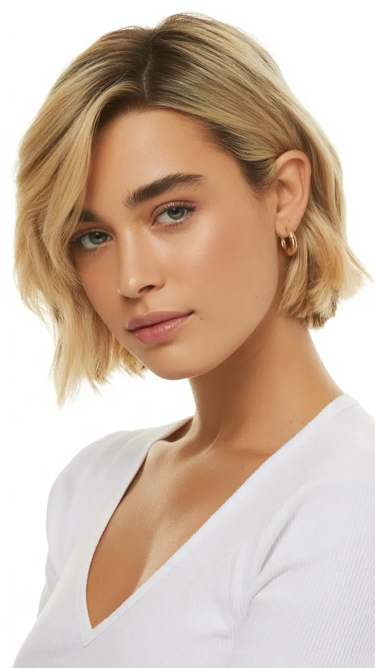 summer haircut ideas short Soft Layered Blonde Bob With Side Part