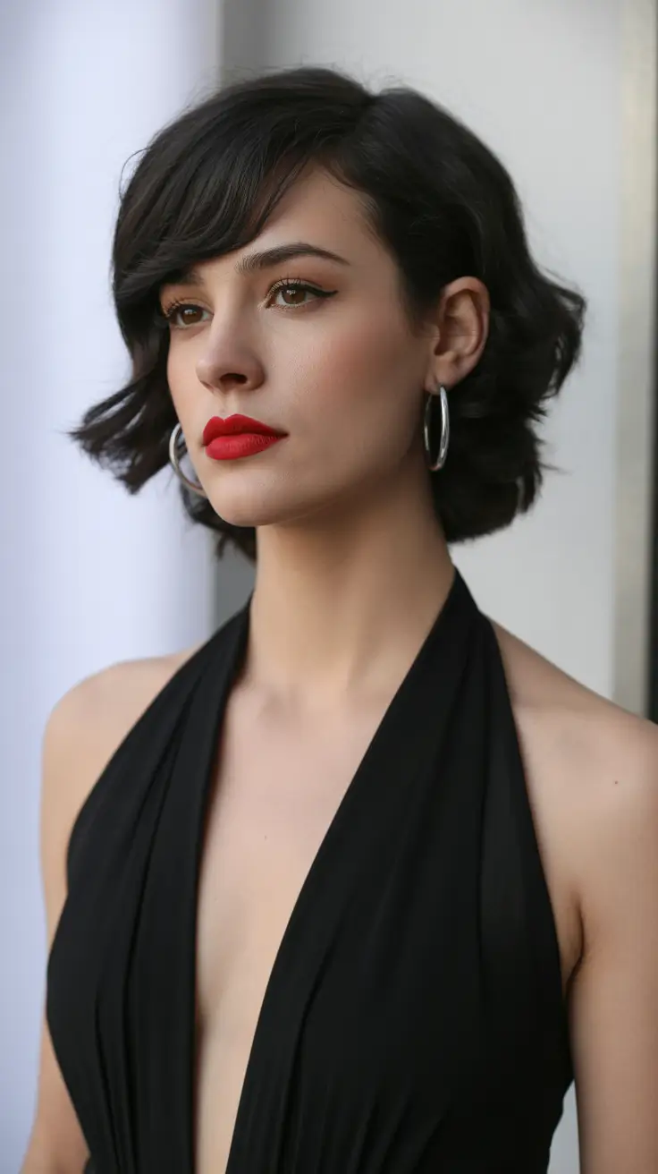 summer haircut ideas short Wavy Short Bob With Side Part Volume