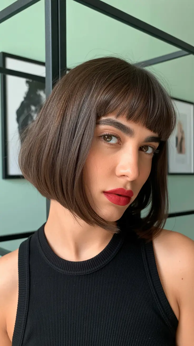 summer haircut ideas short Precision Bob With Micro Bangs