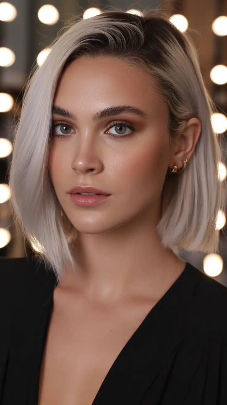 summer haircut ideas short Classic Sleek Blonde Bob With Side Part