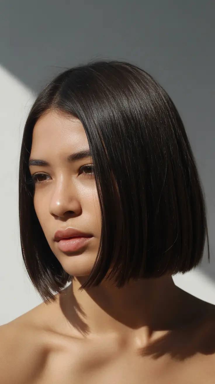 summer haircut ideas short Sleek Minimalist Bob With Center Part