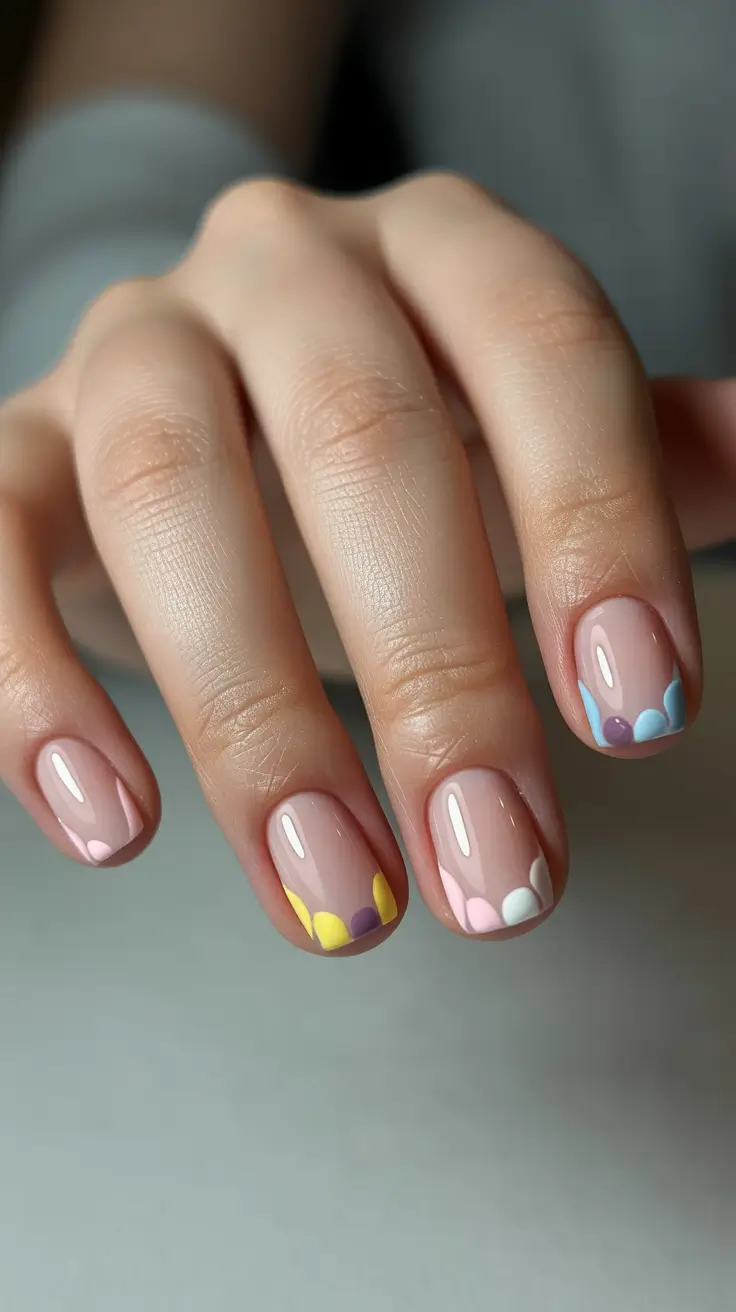 summer short nail inspo 2026 Pastel Half-Moon Color Pop