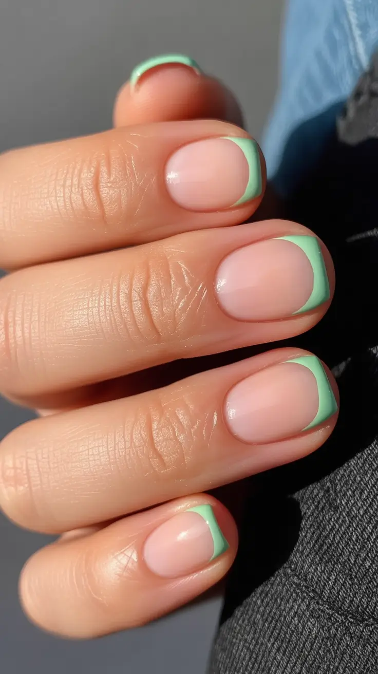 summer short nail inspo 2026 Fresh Mint Micro French