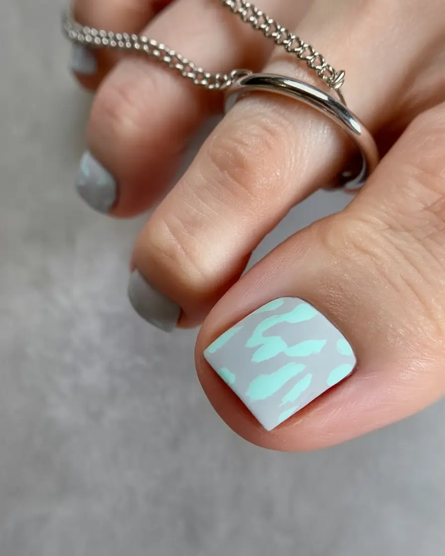 vibrant spring toe nails 2026 Soft Mint Abstract Pedicure for Fresh Spring Minimalism