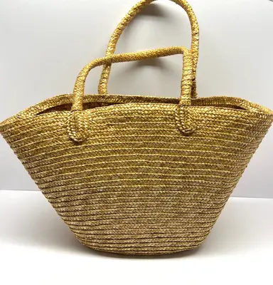 Natural Large Handwoven Straw Wicker Tote Bag with Sturdy Handles