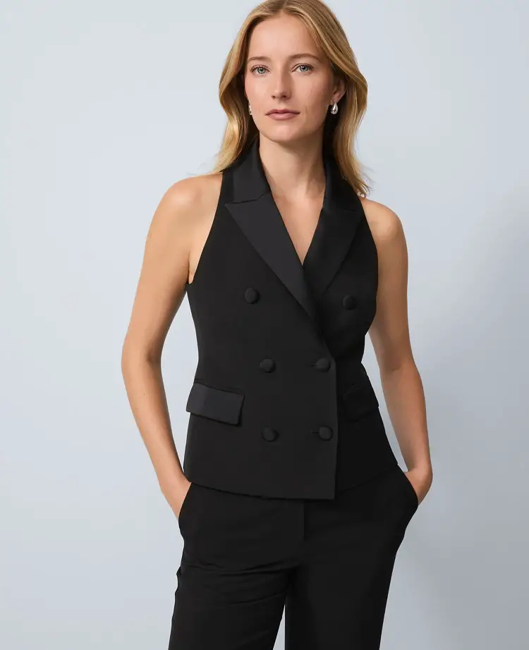 Ann Taylor Women's Petite Double Breasted Crepe Vest