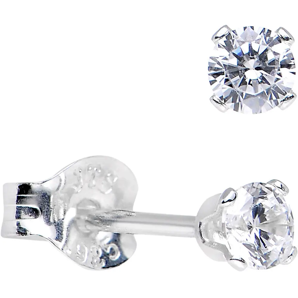 Body Candy 925 Sterling Silver CZ Round Stud Earrings