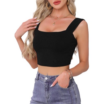 Inspire Chic Women's Sleeveless Square Neck Fitted Tank Top