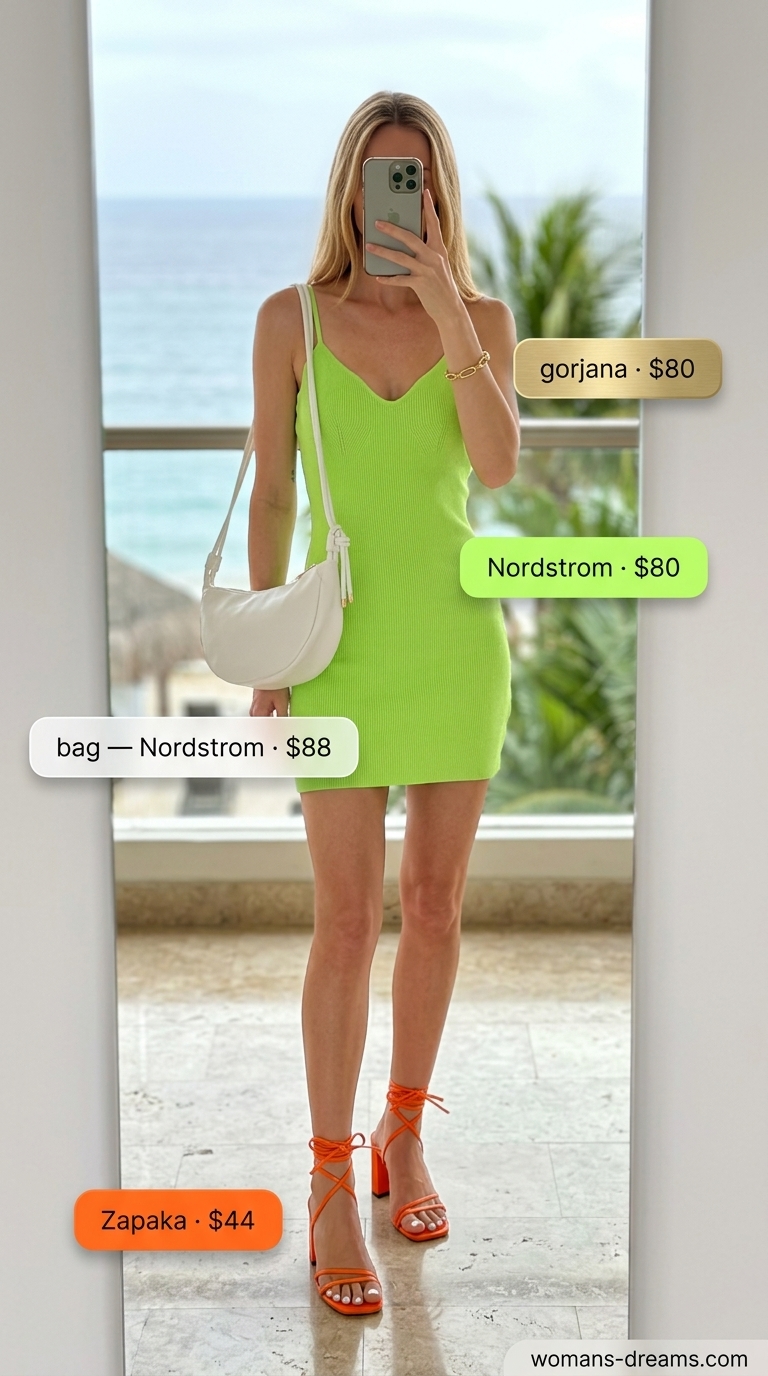Lime green dress for trendy Miami summer outfits for women 2026, great for nights out.