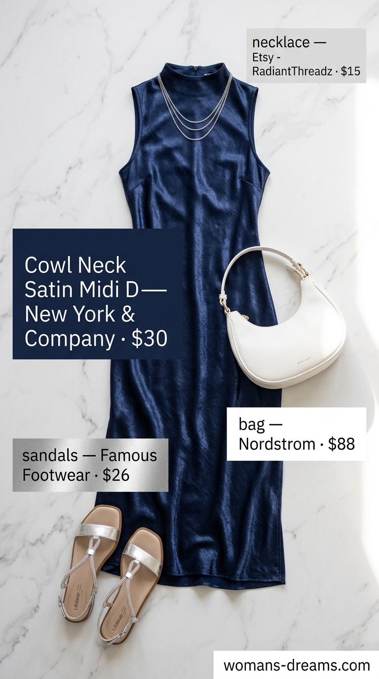 Navy blue slip dress for trendy Miami summer outfits for women 2026, ideal for cocktail hour.