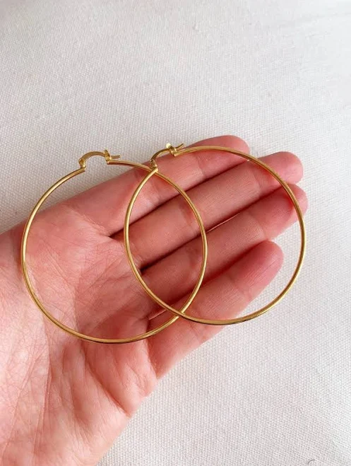 accessory 1.5mm Gold Filled Statement Hoop Earrings Etsy - HAUSOFMONOGRAMJEWELS $35.7