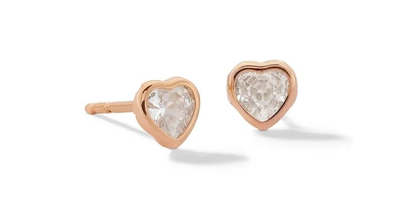 accessory 10K Rose Gold CZ Heart-Shaped Bezel Studs Banter by Piercing Pagoda $60