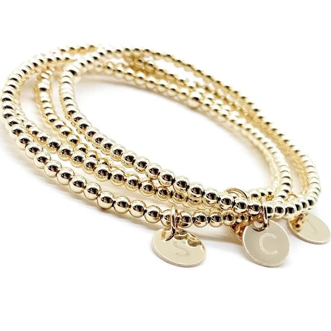 accessory 14K Gold Filled Beaded Initial Charm Bracelet Etsy - Savijewelry $31.41
