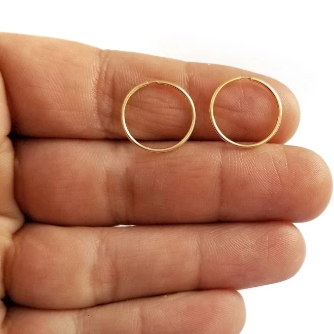 accessory 14K Yellow Gold Minimalist Hoop Earrings Etsy - delivoujewellery $54.16