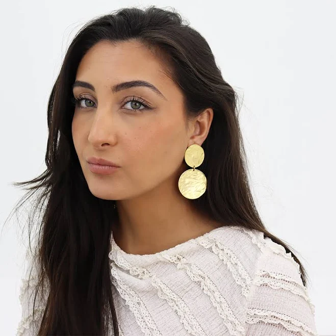 accessory 24kt Gold Plated Hammered Disc Earrings Karine Sultan $46