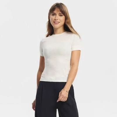 top A New Day Women's Fitted Short Sleeve Top Target $22