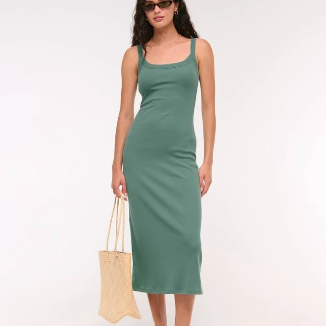 midi dress Abercrombie & Fitch Women's Bra-Free Essential 90s Rib Midi Dress Abercrombie & Fitch $34.99