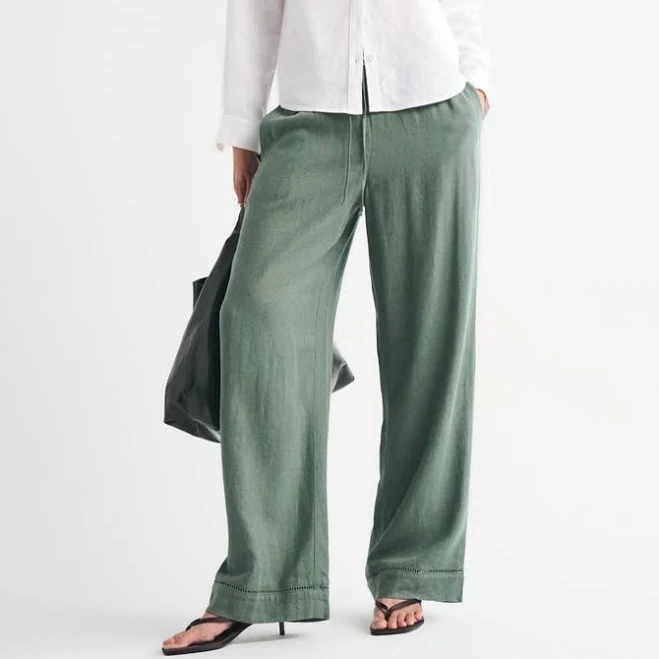 bottom Abercrombie & Fitch Women's Linen-Blend Pull-On Pants Abercrombie & Fitch $80