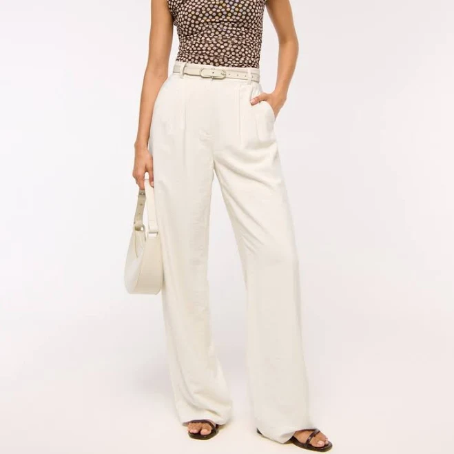 pants Abercrombie & Fitch Women's Sloane Crepe Tailored Wide Leg Pants Abercrombie & Fitch $39.99