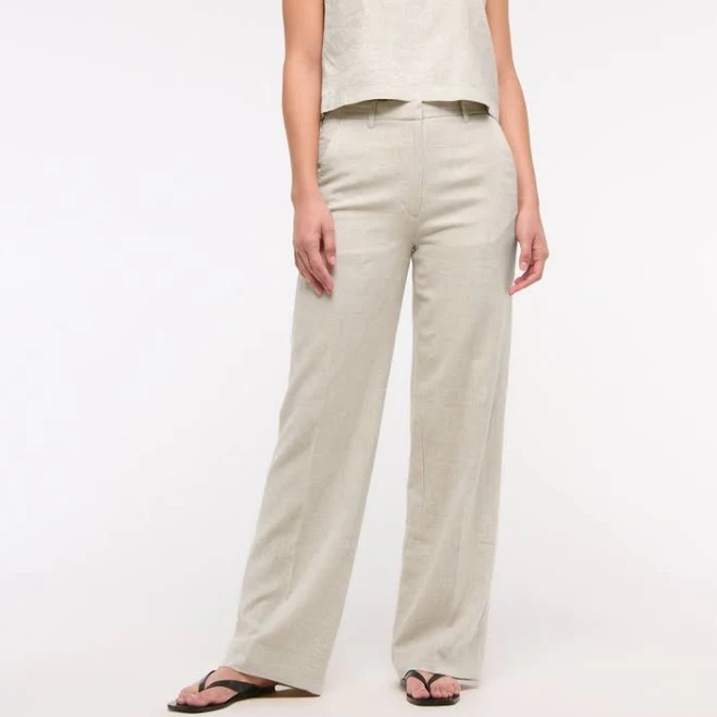 pants Abercrombie & Fitch Women's Tailored Linen-Blend Wide Leg Pants Abercrombie & Fitch $24.97