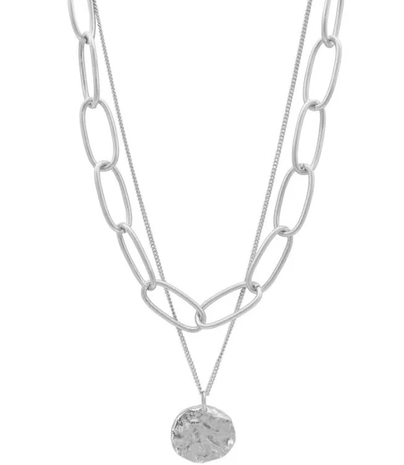 accessory Adornia Women's 14K Gold Plated Oval Link Chain and Coin Pendant Layered Macy's $27.5