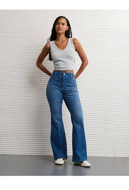 bottoms AE Next Level Curvy Super High-Waisted Flare Jeans American Eagle Outfitters $39.99