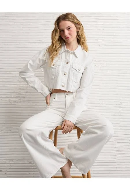 outerwear AE Women's Super Cropped Denim Jacket American Eagle Outfitters $80.7