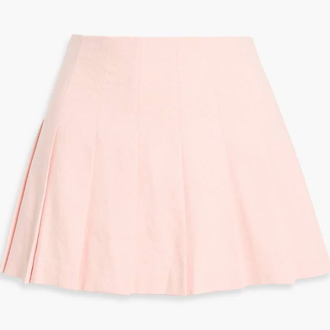 skirt Alice + Olivia Women's Carter Low-Rise Pleated Linen-Blend Mini Skirt THE OUTNET $133