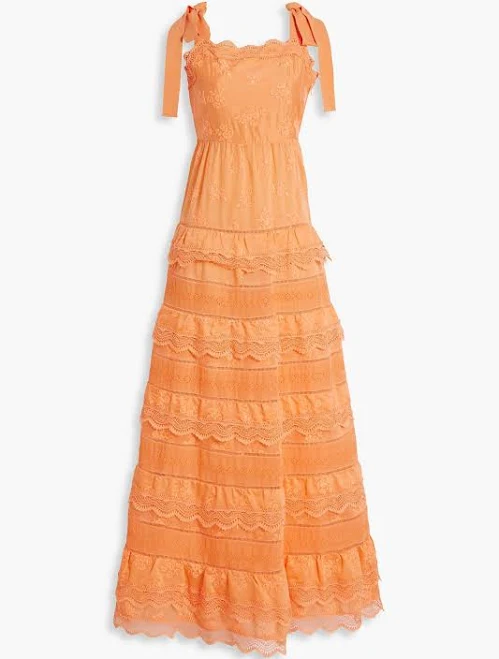 dress Alice + Olivia Women's Vega Embroidered Tiered Maxi Dress THE OUTNET $239