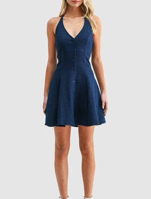 dress All in Favor Women's Halter Denim Minidress Nordstrom $59