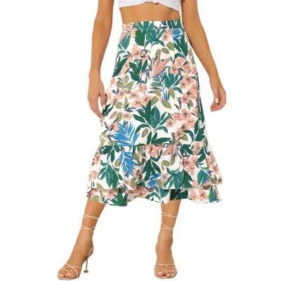 skirt Allegra K Women's Floral Chiffon Elastic Waist Ruffle Tiered Flowy Target $31.99