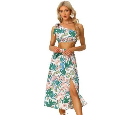 matching set Allegra K Women's Floral Printed Crop Tube Tops and Split Long Skirt Set Target $34.99