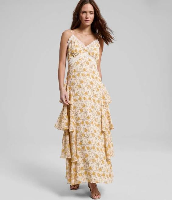 dress and Now This Women's Ruffled Lace-Trim Maxi Dress Macy's $69.5