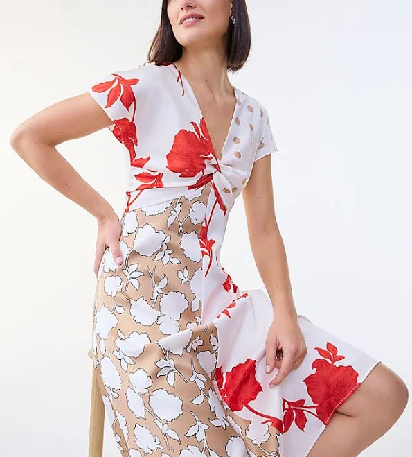 midi dress Ann Taylor Women's Floral Collage Twisted Midi Dress Ann Taylor $64
