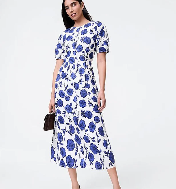 midi dress Ann Taylor Women's Floral Linen Blend Midi Dress Ann Taylor $62