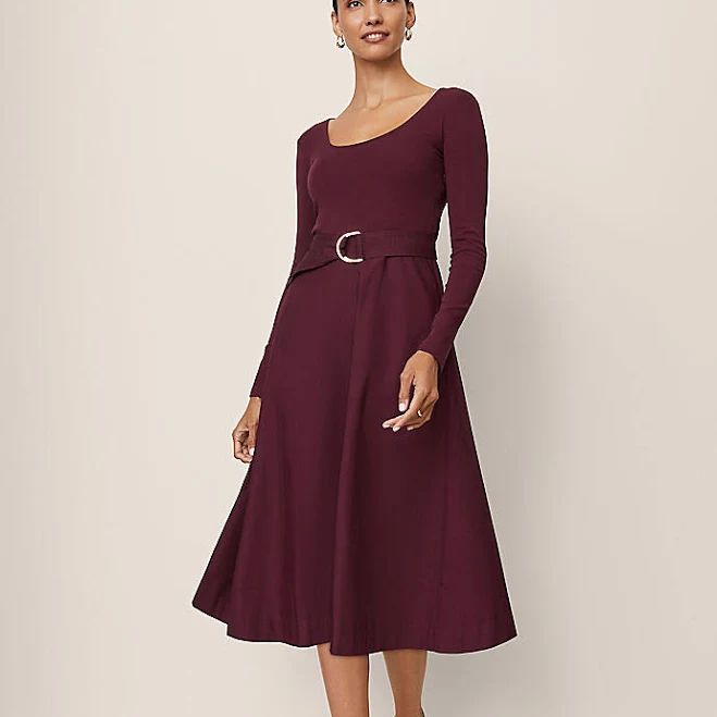 midi dress Ann Taylor Women's Mixed Media Flare Midi Dress Ann Taylor $55.95