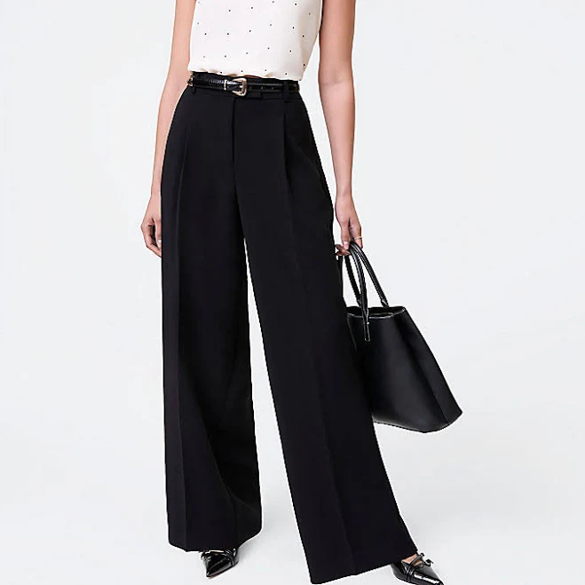 bottom Ann Taylor Women's Pleated Straight Pants in Textured Crepe Ann Taylor $139