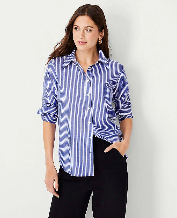 top Ann Taylor Women's Striped Relaxed Perfect Shirt Ann Taylor $68.6