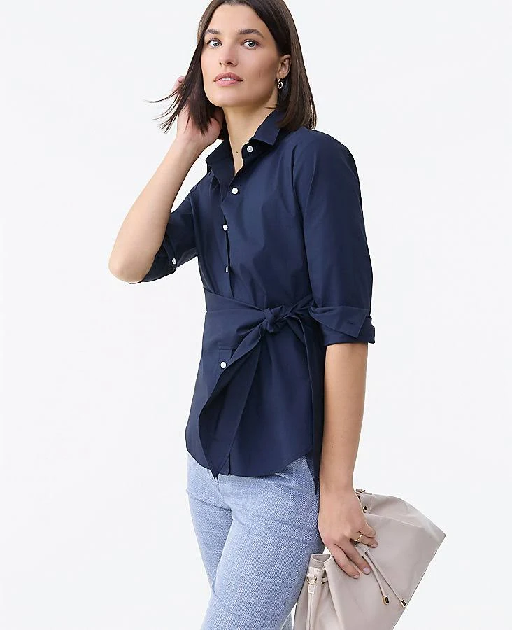 top Ann Taylor Women's Tie Waist Button Down Shirt Ann Taylor $68.6