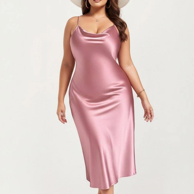 cowl neck dress Anna-Kaci Lounge Women's Satin Slip Midi Dress with Draped Neckline Kohl's $45