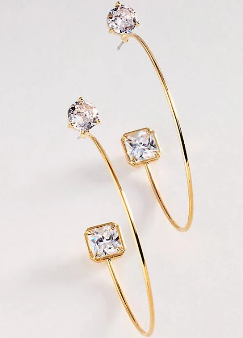 accessory Anthropologie Double-Crystal Hoop Earrings Anthropologie $48
