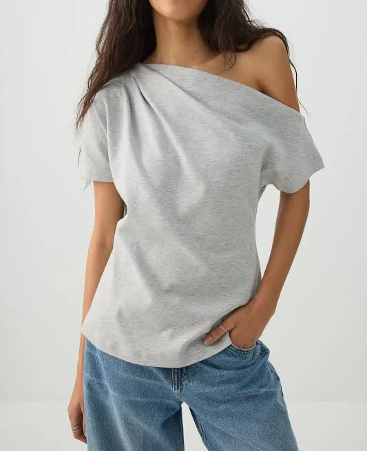 asymmetric neck top Ardene Women's Asymmetric Cotton/Viscose T-Shirt Ardene $22.9