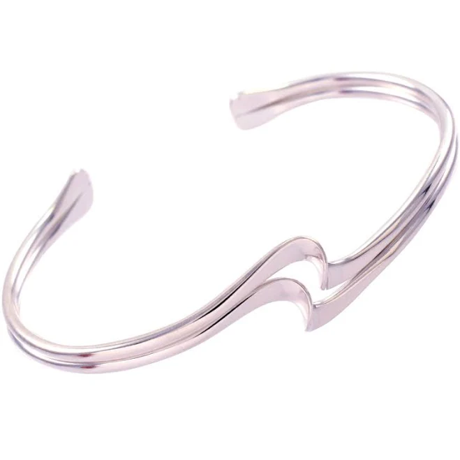 accessory Aria Wave Hand-Forged Sterling Silver Cuff Bracelet Modern Artisans $129.99