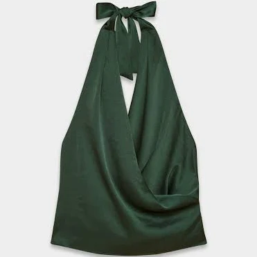 top Aritzia Wilfred Women's Martini Satin Halter Blouse Aritzia $61.6